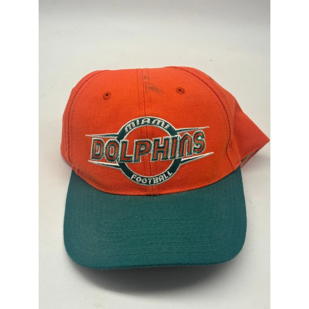 Vintage Miami Dolphins Sports Specialties Snapback Hat Orange Teal NFL 90s Cap